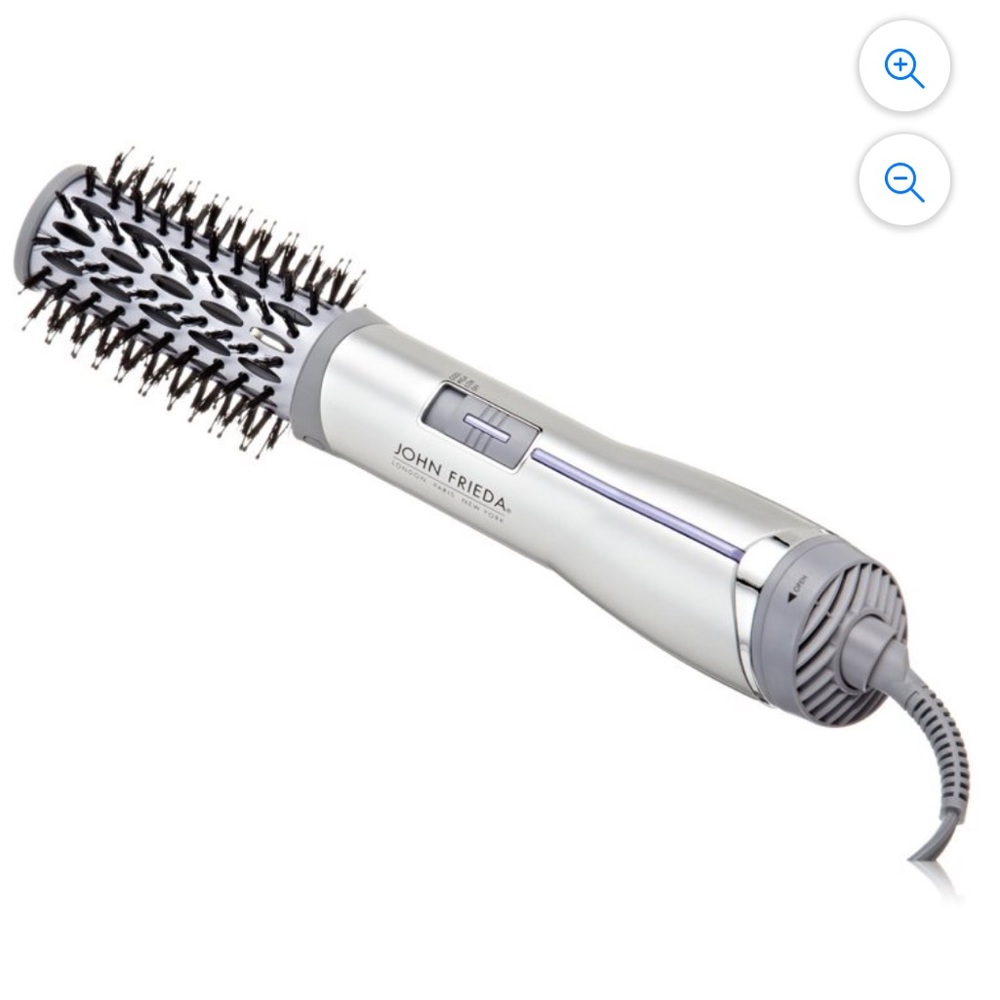John Frieda Frizz Ease Salon Shape 1.5" Ceramic Hot Air Brush, Ionic, Silver